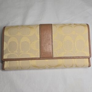 Coach Tan and Brown Trifold Wallet
